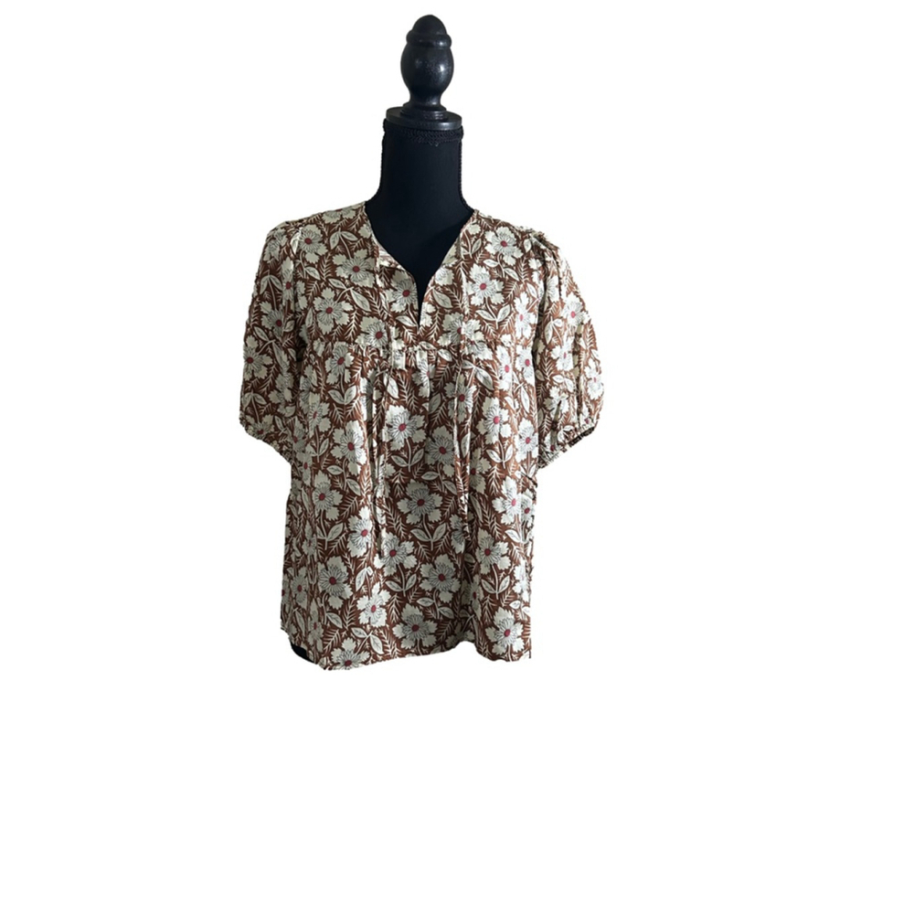 Outerknown Floral Top Bell Sleeve Blouse, Size XS NWT